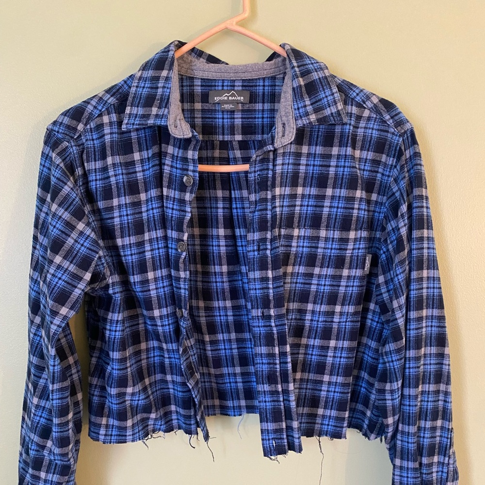 Navy cropped Flannel